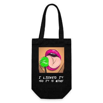 I licked it so it’s mine Sexy Lollipop Licking - Geschenkbeutel für Flaschen - Schwarz - Vorne