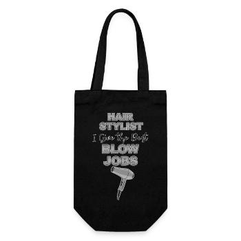 Hair Stylist i give the best blow jobs humor pun - Geschenkbeutel für Flaschen - Schwarz - Vorne