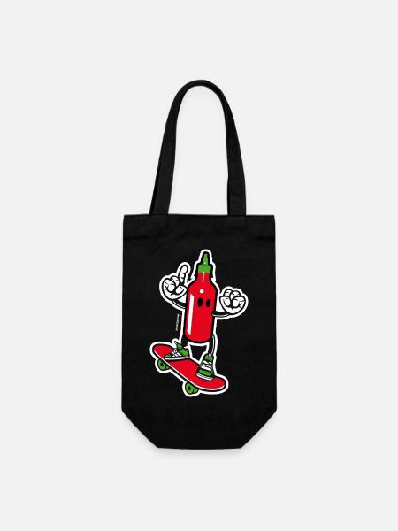 Chilisauce auf Skateboard - Geschenkbeutel für Flaschen - Schwarz