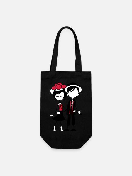 Sweet Black Forest Couple - Bollenhut & Tracht - Gift Bag for Bottles - black