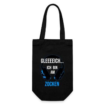 Zocken Gamer Gaming Zocker - Geschenkbeutel für Flaschen - Schwarz - Vorne