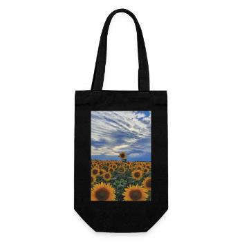 Sonnenblume Blume Sonne Geschenk Landschaft Natur - Geschenkbeutel für Flaschen - Schwarz - Vorne