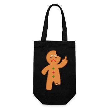 Gingerbread man stinking finger middle finger - Gift Bag for Bottles - black - Front