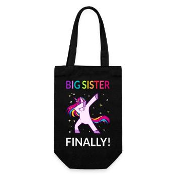 Big Sister Finally I - Gift Bag for Bottles - black - Front