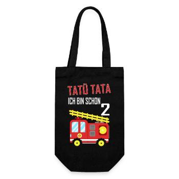 Feuerwehr Tatü Tata Ich bin schon 2. Geburtstag - Geschenkbeutel für Flaschen - Schwarz - Vorne