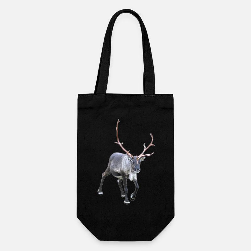 Modern Reindeer Bull with Large Horn Crown - Gift Bag for Bottles - black