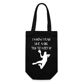 Handball Mädchen Handballerin Damen Frauenhandball - Geschenkbeutel für Flaschen - Schwarz - Vorne