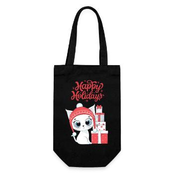 katze weihnachten- Frohe Weihnachten Katzen tshirt - Geschenkbeutel für Flaschen - Schwarz - Vorne