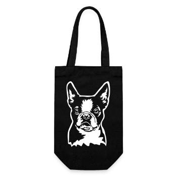 Boston Terrier Kopf "Black Edition" - Geschenkbeutel für Flaschen - Schwarz - Vorne