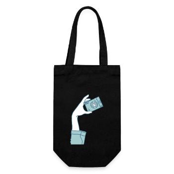 Please smile / Camera / Photo / Selfie / Media - Gift Bag for Bottles - black - Front