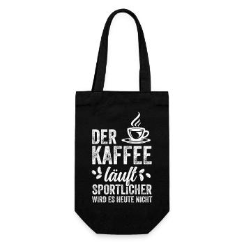 Der Kaffee läuft - Lustiges Morgenmuffel Shirt - Geschenkbeutel für Flaschen - Schwarz - Vorne