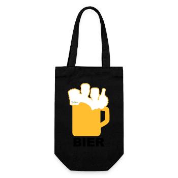 Bier Liga Logo BIER 1 - Geschenkbeutel für Flaschen - Schwarz - Vorne