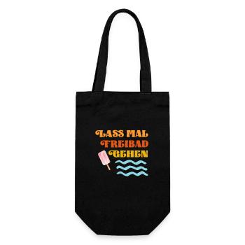 Lass mal Freibad gehen lustiger Spruch Bade Saison - Geschenkbeutel für Flaschen - Schwarz - Vorne