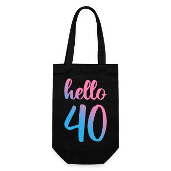 Hello Forty II - 40th Birthday Gift - Gift Bag for Bottles - black - Front