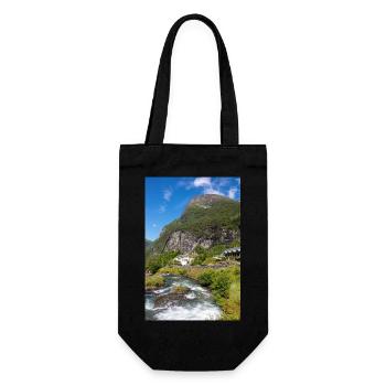 Geiranger panorama view from Storseterfossen - Gift Bag for Bottles - black - Front