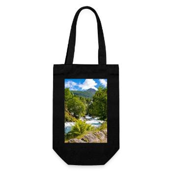 Geiranger panorama Storseterfossen Norwegen - Geschenkbeutel für Flaschen - Schwarz - Vorne