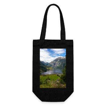 Geiranger panorama view at Geirangerfjorden - Gift Bag for Bottles - black - Front