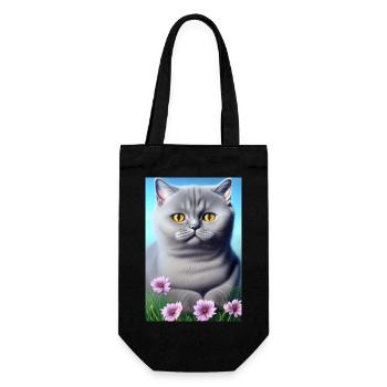 Cute cat in the flower field - Gift Bag for Bottles - black - Front
