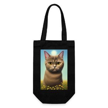 Cute cat in the flower field - Gift Bag for Bottles - black - Front