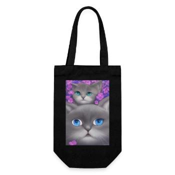 Cat mom with baby cat - Gift Bag for Bottles - black - Front