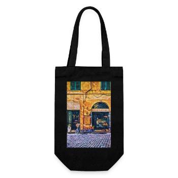 Vintage Roma Small Shops Painting Italy Lover Gift - Sac à bouteille - noir - Devant