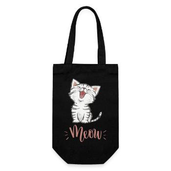 Mignon Kawaii drôle de chat disant miaulement - Sac à bouteille - noir - Devant