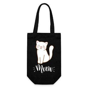 Chat souriant mignon Kawaii disant miaulement - Sac à bouteille - noir - Devant
