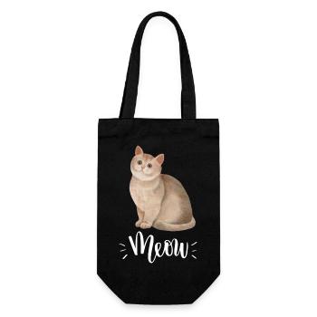 Mignon Kawaii drôle de chat disant miaulement - Sac à bouteille - noir - Devant