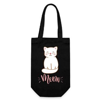 Mignon Kawaii drôle de chat disant miaulement - Sac à bouteille - noir - Devant