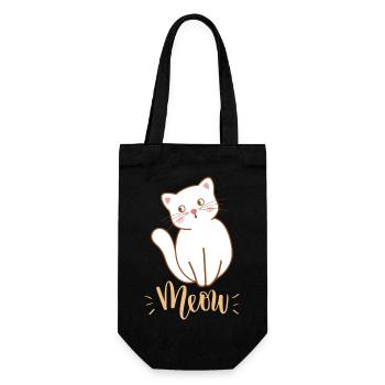 Mignon Kawaii drôle de chat disant miaulement - Sac à bouteille - noir - Devant