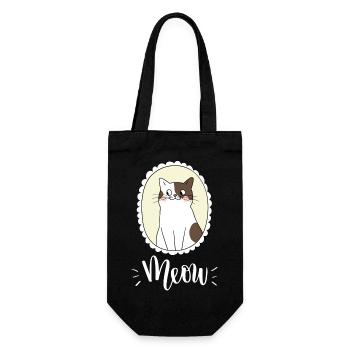 Mignon Kawaii drôle de chat disant miaulement - Sac à bouteille - noir - Devant