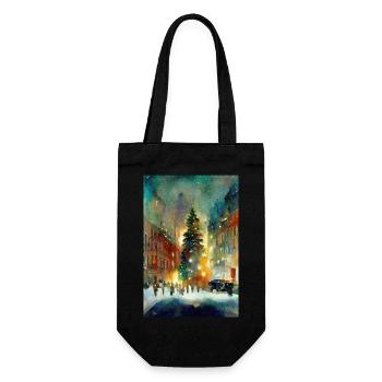 Aquarelle Ville de Noël - Sac à bouteille - noir - Devant