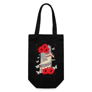 Fall into Flow, Dance Design, Vintage, Retro - Geschenkbeutel für Flaschen - Schwarz - Vorne