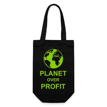 planet over profit Zitat - Geschenkbeutel für Flaschen - Schwarz - Vorne