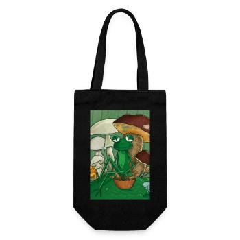 Frog picking mushrooms - Gift Bag for Bottles - black - Front