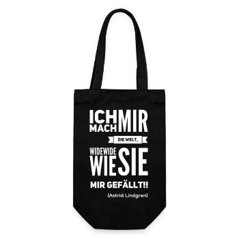 Ich mach mir die Welt widewide wie sie mir gefällt - Geschenkbeutel für Flaschen - Schwarz - Vorne