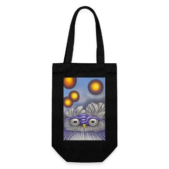 Eule mit Mond - Geschenkbeutel für Flaschen - Schwarz - Vorne