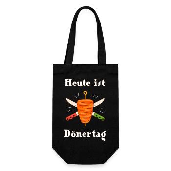 Döner Dönertag Dönerspies Drehspies - Geschenkbeutel für Flaschen - Schwarz - Vorne