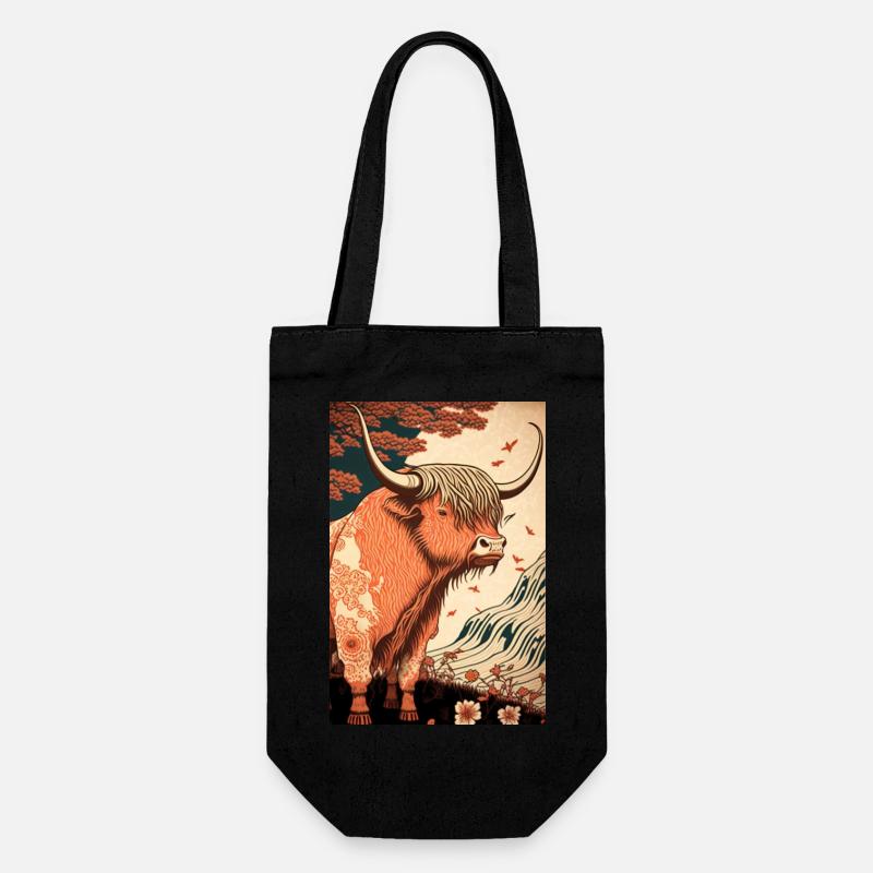 Scottish Highland cattle ukiyo - Gift Bag for Bottles - black