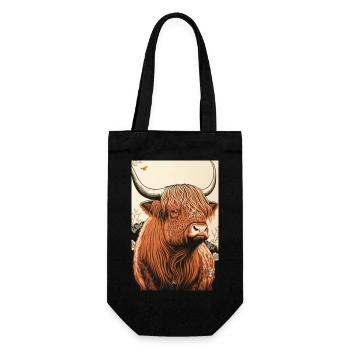 Hochlandrind Ukiyo - Geschenkbeutel für Flaschen - Schwarz - Vorne