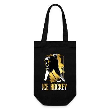 Eishockey Eishockeyspieler Spieler Gold Splash - Geschenkbeutel für Flaschen - Schwarz - Vorne