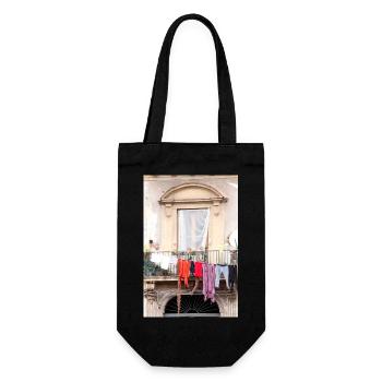 Fenster mit Wäscheleine - Geschenkbeutel für Flaschen - Schwarz - Vorne