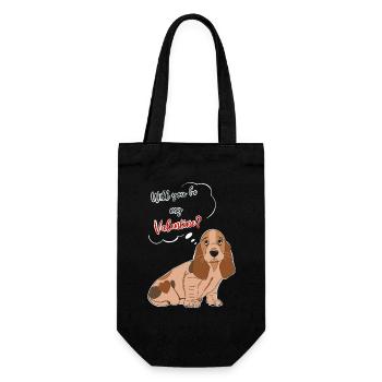 Valentinstag - Süßer Hund - Basset - Hush Puppy - Geschenkbeutel für Flaschen - Schwarz - Vorne