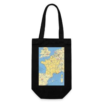 France map with cities, roads, rivers, lakes - Gift Bag for Bottles - black - Front