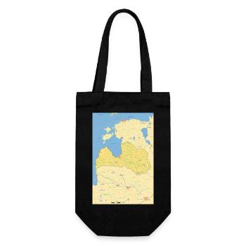 Latvia map with cities, roads, rivers, lakes - Gift Bag for Bottles - black - Front