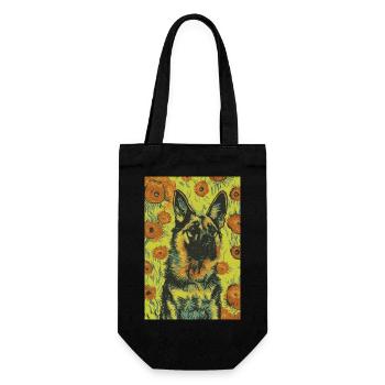 Deutscher Schäferhund Van Gogh Stil | Hunde- & Kunstliebhaber - Geschenkbeutel für Flaschen - Schwarz - Vorne
