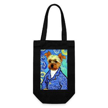 Yorkshire Terrier Van Gogh Stil | Terrier Liebhaber - Geschenkbeutel für Flaschen - Schwarz - Vorne