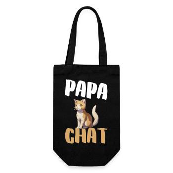 Papa Chat: Chat orange et Typo Large - Sac à bouteille - noir - Devant