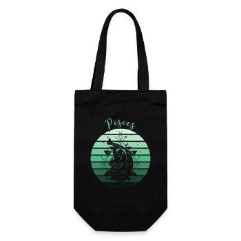 Logo rétro signe astrologique "Poisson" - Sac à bouteille - noir - Devant