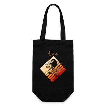 Logo rétro signe astrologique "Lion" - Sac à bouteille - noir - Devant